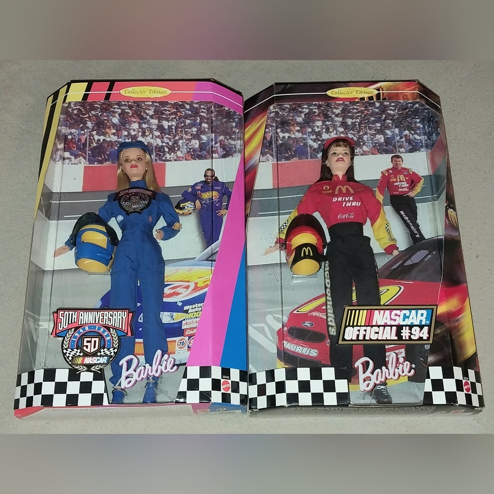 New Sealed 1990s Nascar Barbie Dolls Toys 50th Anniversary Collectors Edition